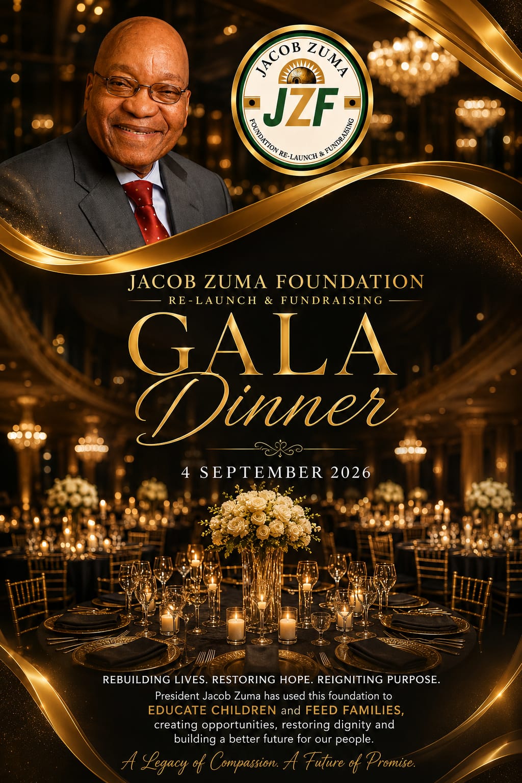 Jacob Zuma Foundation Re-Launch and Fundraising Gala Dinner poster